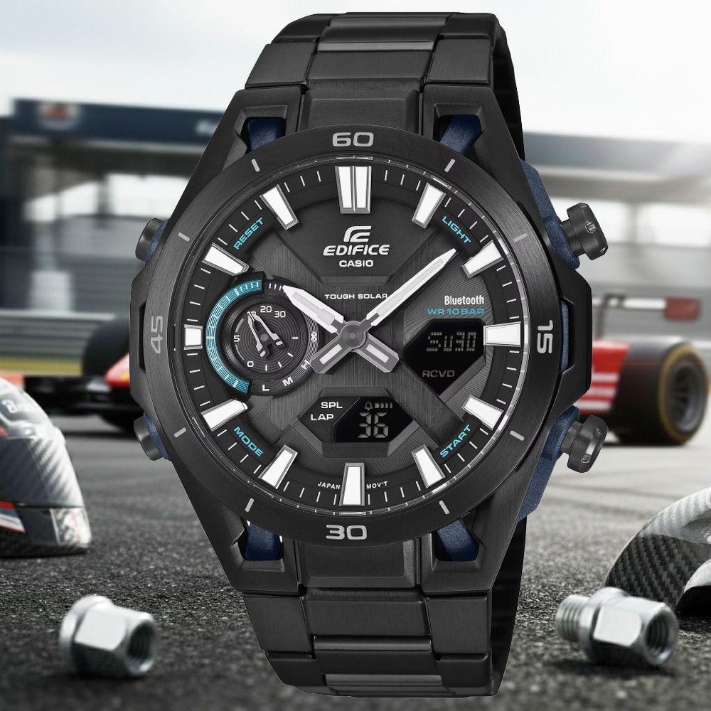 CASIO 卡西歐 EDIFICE 太陽能x藍牙連線 懸吊設計 雙顯腕錶 錶 手錶 送禮 ECB-2300DC-1A