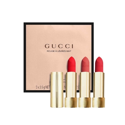 GUCCI 傾色絨霧唇膏3入組(3.5g*3) #25 #208 #509【短效良品2025/08】_