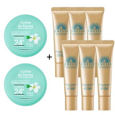 Shiseido國際櫃 (公司貨)法國黎之芙曬後舒爽凝膠150mlx2再送SHISEIDO資生堂 ANESSA 金鑽高效水感防曬凝膠NA15gx6-R