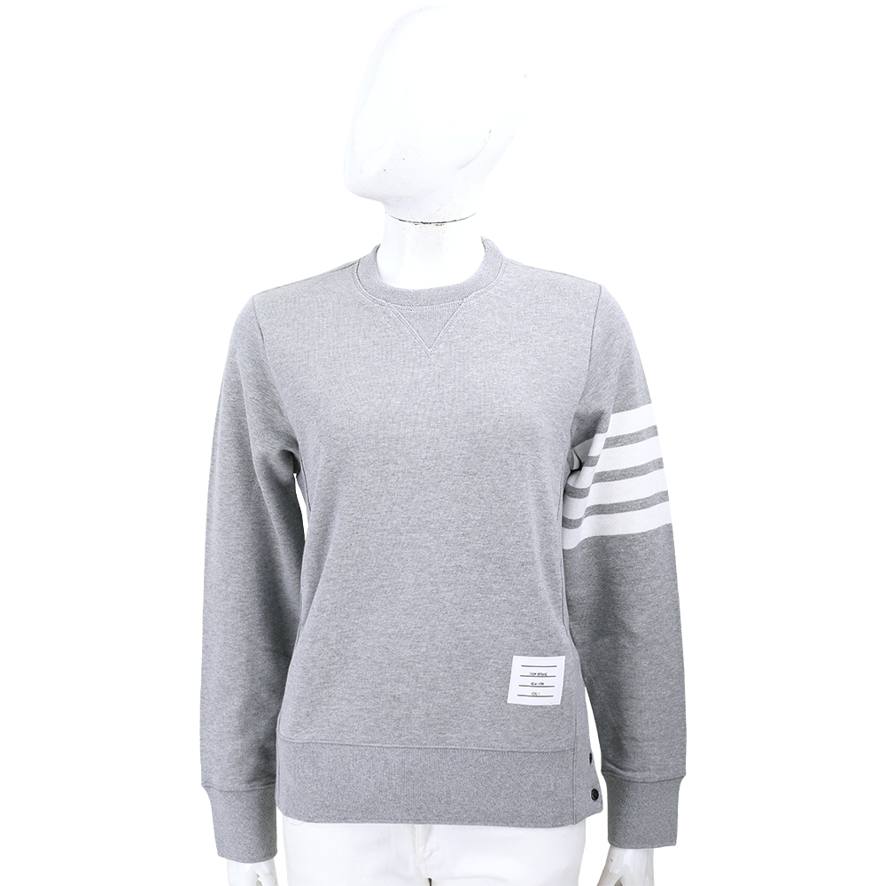THOM BROWNE Loopback 四條紋毛圈內裡灰色運動衫 大學T(男女可穿)