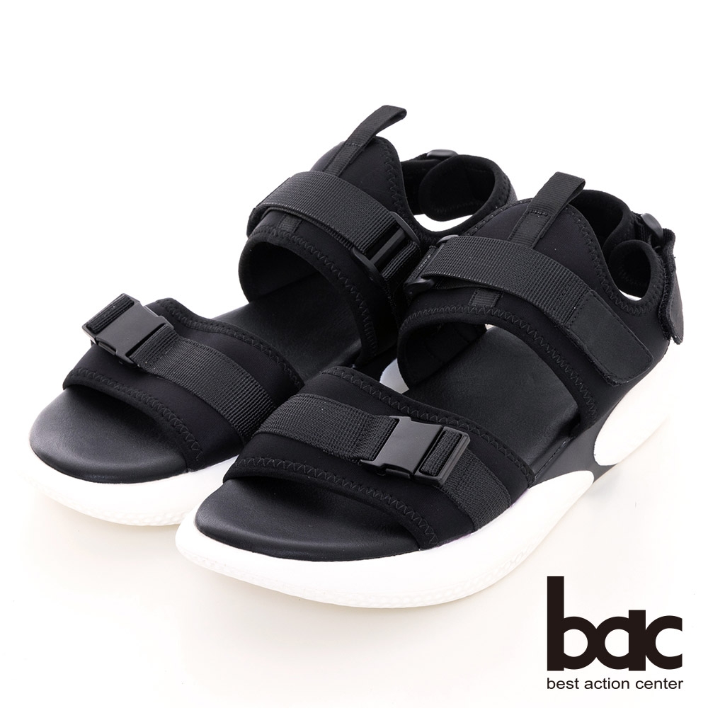 【bac】輕量化彈力厚底休閒涼鞋-黑色