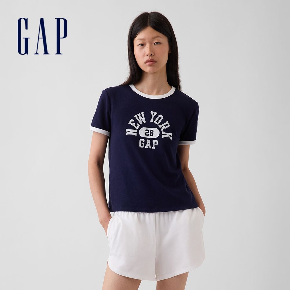 【GAP】Gap New York Logo撞色T恤-海軍藍(915765) (海軍藍)