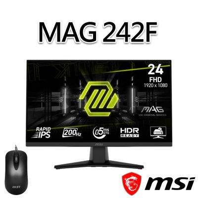 【滑鼠組】msi微星 MAG 242F 23.8吋 平面電競螢幕 (23.8 /1920x1080/16:9/200Hz/IPS)