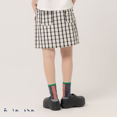 a la sha miao標格紋鬆緊短裙