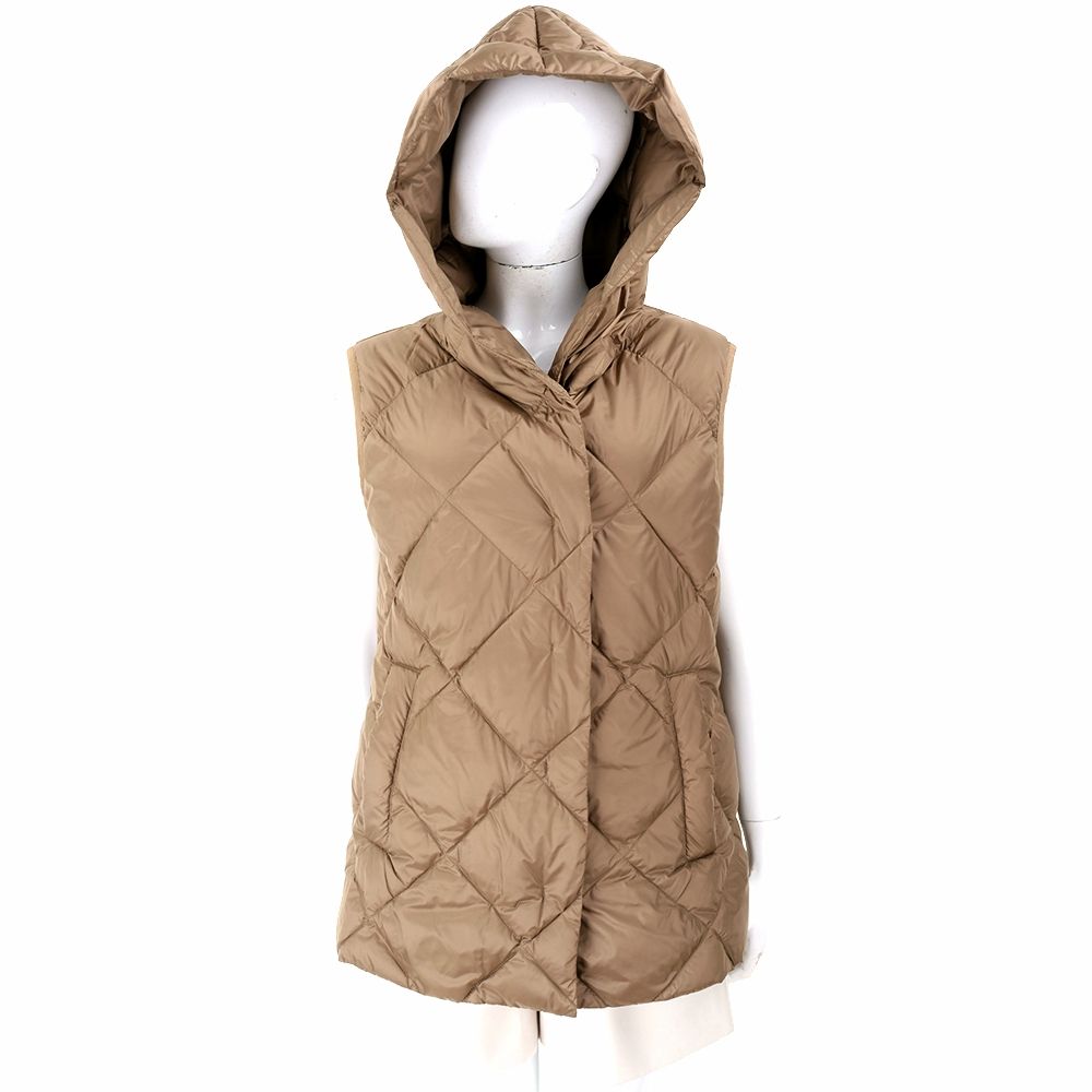 Max Mara-WEEKEND FRUTTO 防潑水 菱格縫線駝色鵝絨 羽絨背心