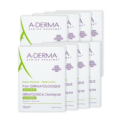 A-DERMA艾芙美 A-Derma 艾芙美 燕麥非皂性潔膚皂 100g 8入