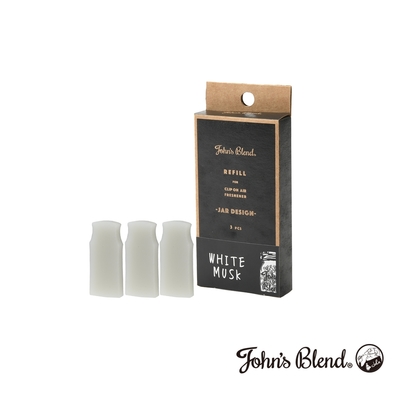 John’s Blend 車用夾式造型擴香盒補充包(3入/盒)-白麝香