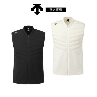 【DESCENTE】迪桑特 女士 輕量拼接羽絨運動背心(黑色/米白色)