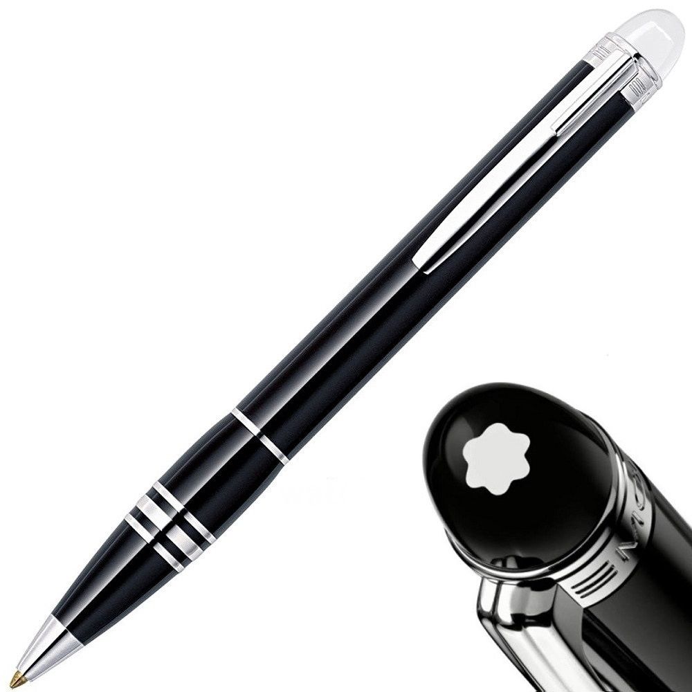 MONTBLANC 萬寶龍 飄浮 透明白夾原子筆-黑 贈免費刻字劵乙張