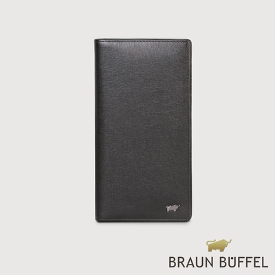 【BRAUN BUFFEL 德國小金牛】台灣總代理 瓦拉頓-TW 15卡兩折長夾-黑色/BF537-301-BK