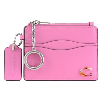COACH Coachtopia C字LOGO波浪造型鑰匙卡片零錢包(亮洋紅)