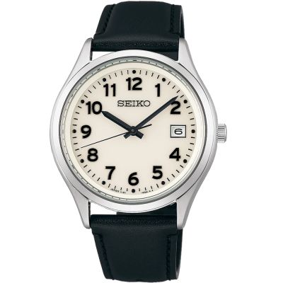 SEIKO 精工 經典簡約太陽能腕錶-39mm白x黑 SBPX157J.V157-0DX0Z