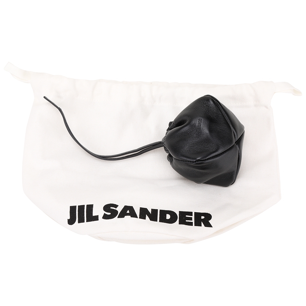 JIL SANDER Ripple 納帕皮革鬆緊束口零錢包(黑色) | 歐系精品包/配件