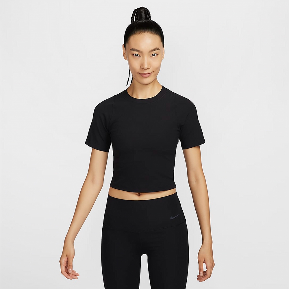 NIKE 短袖上衣 女款 運動 AS W NK INF DF SS TOP WD RIB 黑 HF2773-010