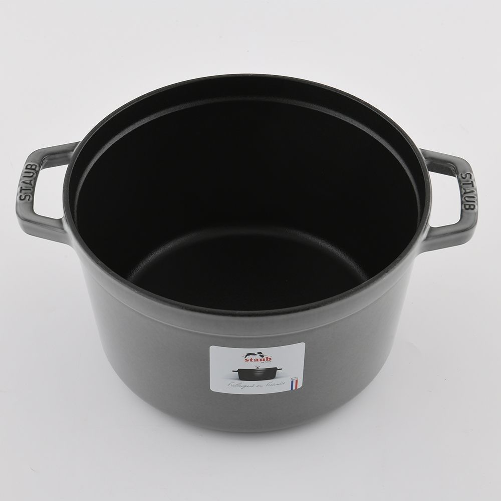 Staub 高深圓形鑄鐵鍋24cm 4.7L 石墨灰法國製湯鍋燉鍋(電磁爐IH爐可用