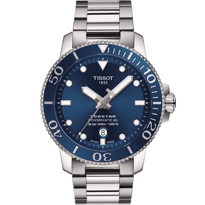 TISSOT 天梭 官方授權 Seastar 海星陶瓷表圈300米潛水機械錶T1204071104103 聖誕節 禮物
