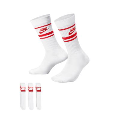 Nike Everyday Essential 三入 白紅色 Logo 運動 休閒 長襪 中筒襪 DX5089-102
