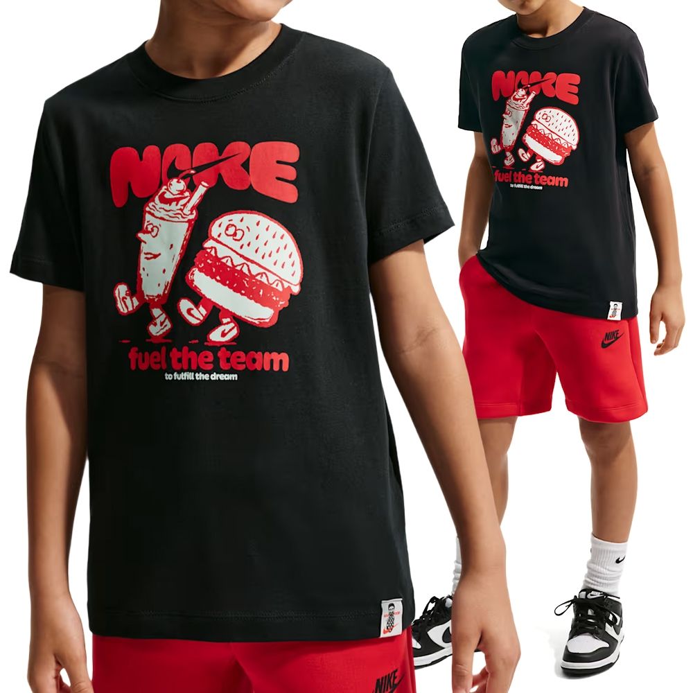 Nike K Nsw Tee Feel The Team 短袖 大童 童裝 黑色 印花 T恤 IO2000-010