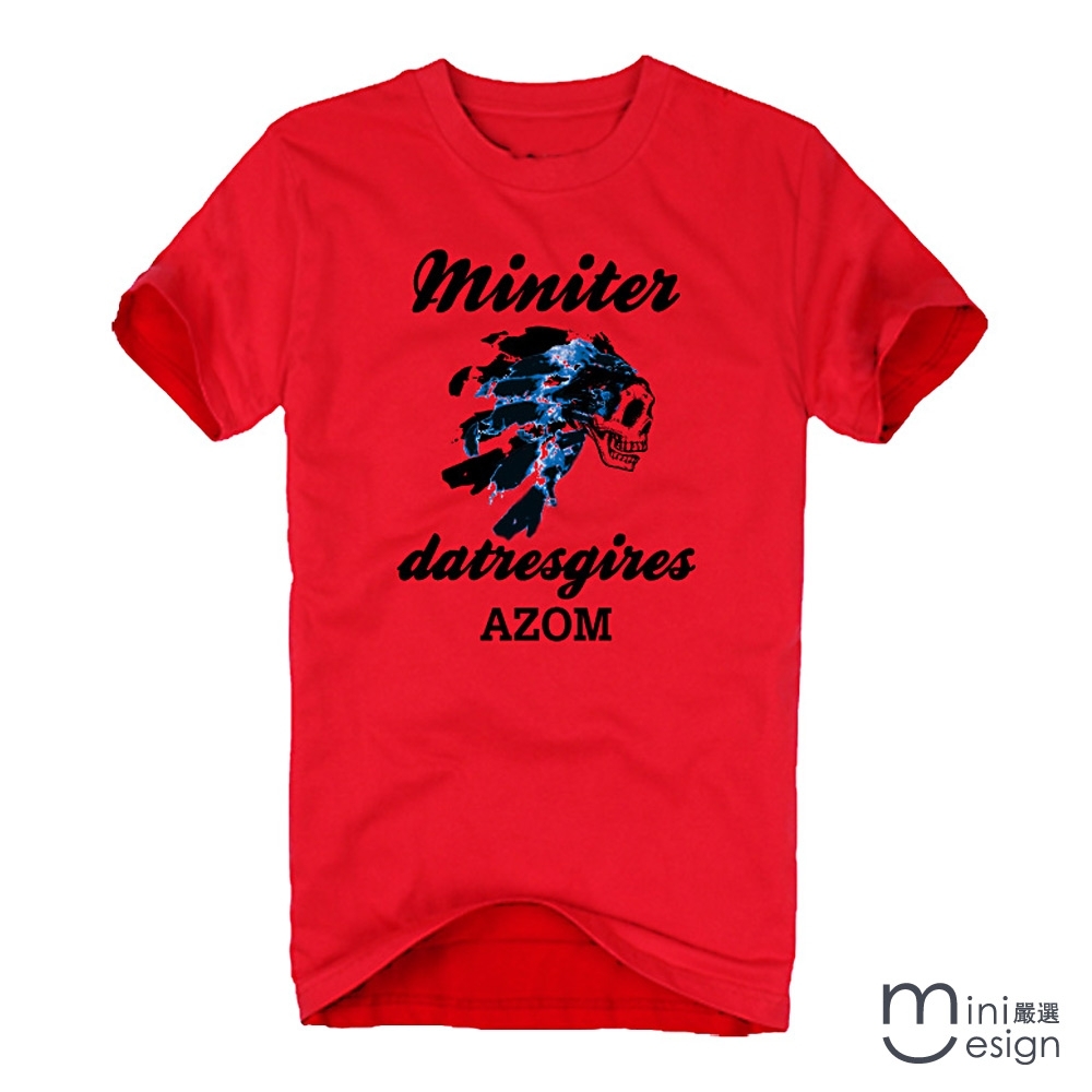 （男款）印地安側臉潮流短T 三色-Minidesign (紅色)