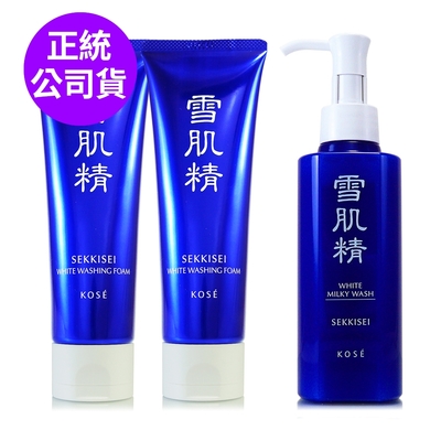 KOSE高絲 *KOS高絲 雪肌精淨透洗顏霜130g*2+雪肌精靚白洗顏乳140ml(正統公司貨)