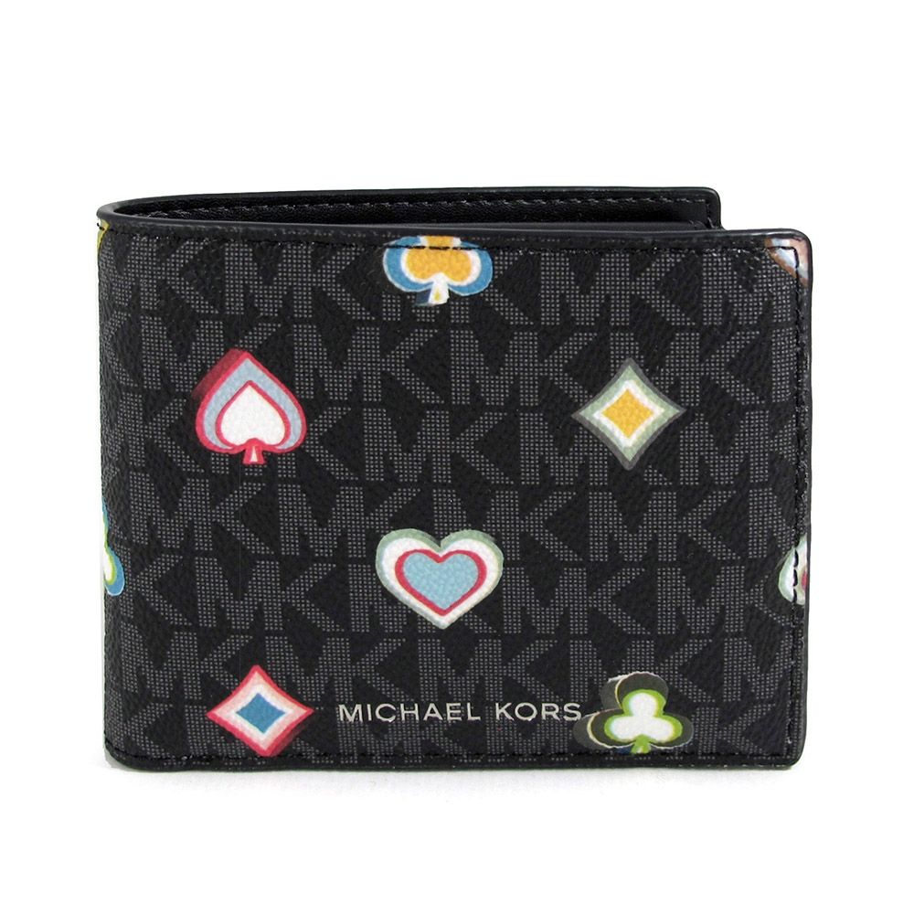 MICHAEL KORS Cooper 印花防刮Logo含零錢袋對開式短夾(黑色)