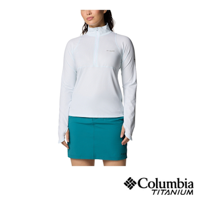 Columbia 哥倫比亞 女款-防曬UPF50快排半開襟長袖上衣-白色 UAR59820WT/JS