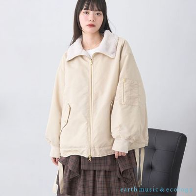 〚earth music〛2WAY毛絨x尼龍雙面穿MA-1夾克外套