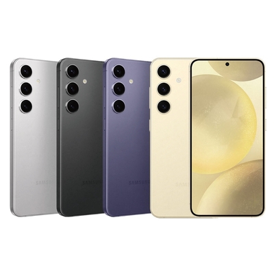 SAMSUNG 三星 Galaxy S24 旗艦智慧型手機，搭載 Snapdragon® 8 Gen 3 for Galaxy 八核心處理器，6.2 吋 FHD+ Dynamic AMOLED 2X 螢幕，提供細膩色彩與流暢體驗。後置 5000 萬畫素主相機 + 1200 萬 + 1000 萬畫素多鏡頭系統，前置 1200 萬畫素自拍鏡頭，支援 4K 視訊錄製。8GB RAM + 512GB 儲存空間，Android 14 作業系統，4000mAh 電池，IP68 防水防塵，雙卡雙待全頻 5G 支援。輕薄設計僅 7.6mm 厚、167g 輕，顏色選擇：玄武黑、鈷藤紫、琥珀黃、雲巖灰。標準配備 C to C 充電線、卡針與快速指南，NCC 認證 CCAK235G0140T0。