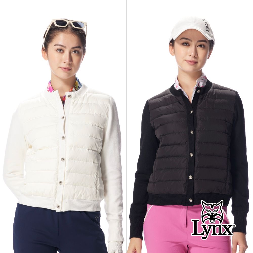 【Lynx Golf】女款時尚短版90/10輕羽絨拼接美麗諾袖防潑水保暖外套(二色) (白色)