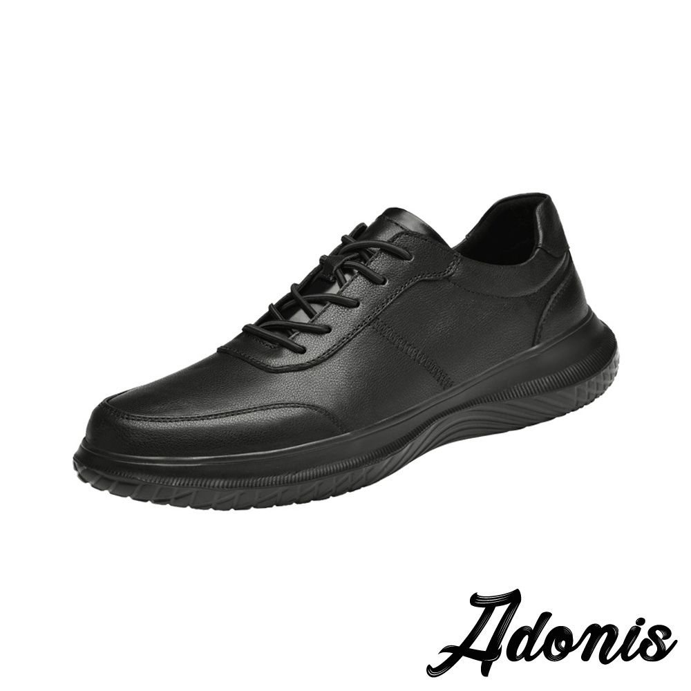 Adonis 真皮休閒鞋 板鞋/真皮頭層牛皮復古百搭經典時尚休閒板鞋 黑