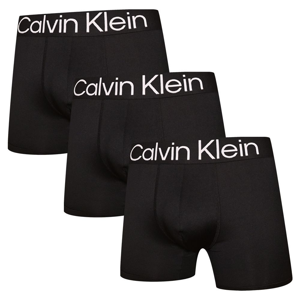 Calvin Klein Bold 男內褲 超細纖維中長版合身四角褲/CK內褲-黑色 三入組