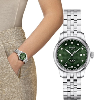 TISSOT 天梭 LE LOCLE 力洛克 機械腕錶 女錶 聖誕節 禮物-T0062071109600/綠色