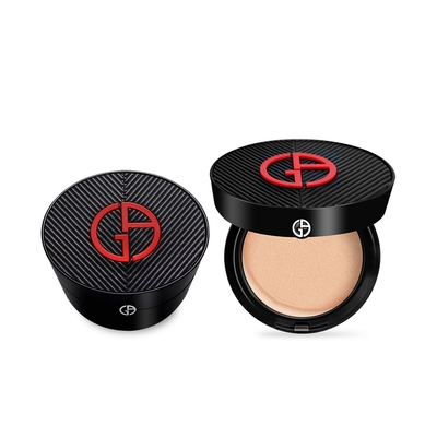 GIORGIO ARMANI亞曼尼 Giorgio Armani 超持妝絲絨水慕斯無瑕氣墊粉餅 (粉盒+蕊) 14g