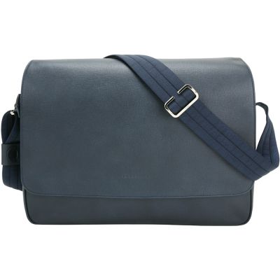 LONGCHAMP Baxi 壓紋牛皮肩斜背郵差包(深藍)