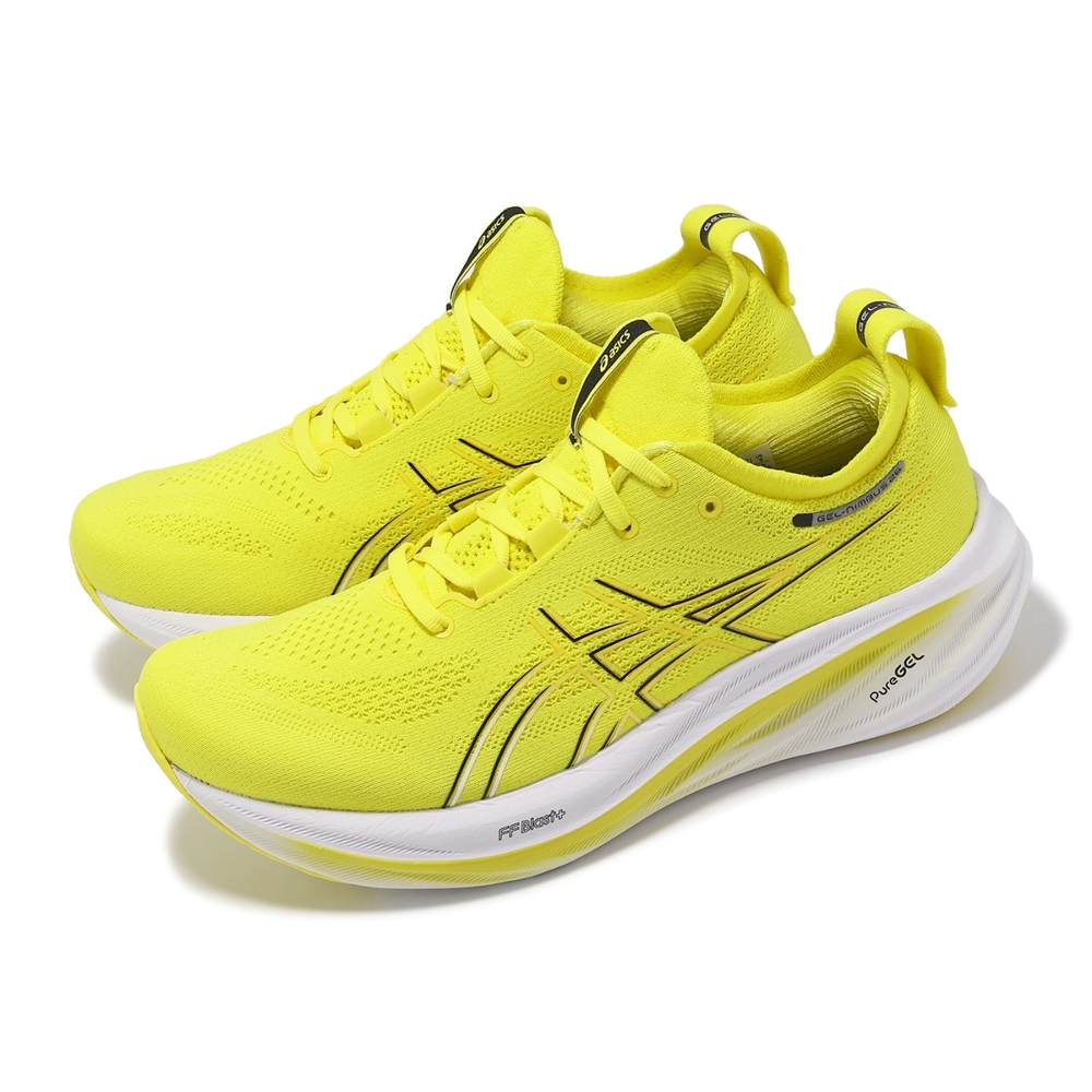 Asics 慢跑鞋GEL-Nimbus 26 男鞋女鞋黃黑緩衝厚底針織運動鞋亞瑟士