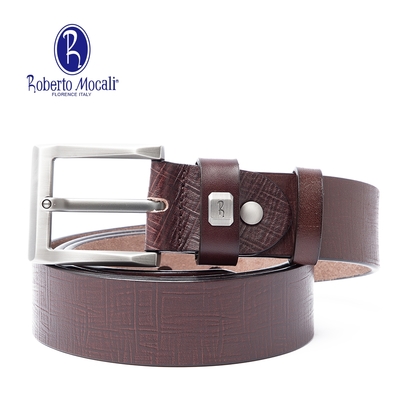 【Roberto Mocali】(RM-8201CFF)扣洞式皮帶-咖啡色