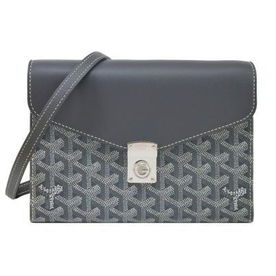 GOYARD CHYPRE 塗料帆布翻蓋信封斜背包-灰