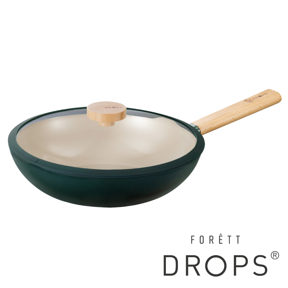 韓國DROPS FORETT森林系 不沾深煎鍋30cm(附安全玻璃蓋)