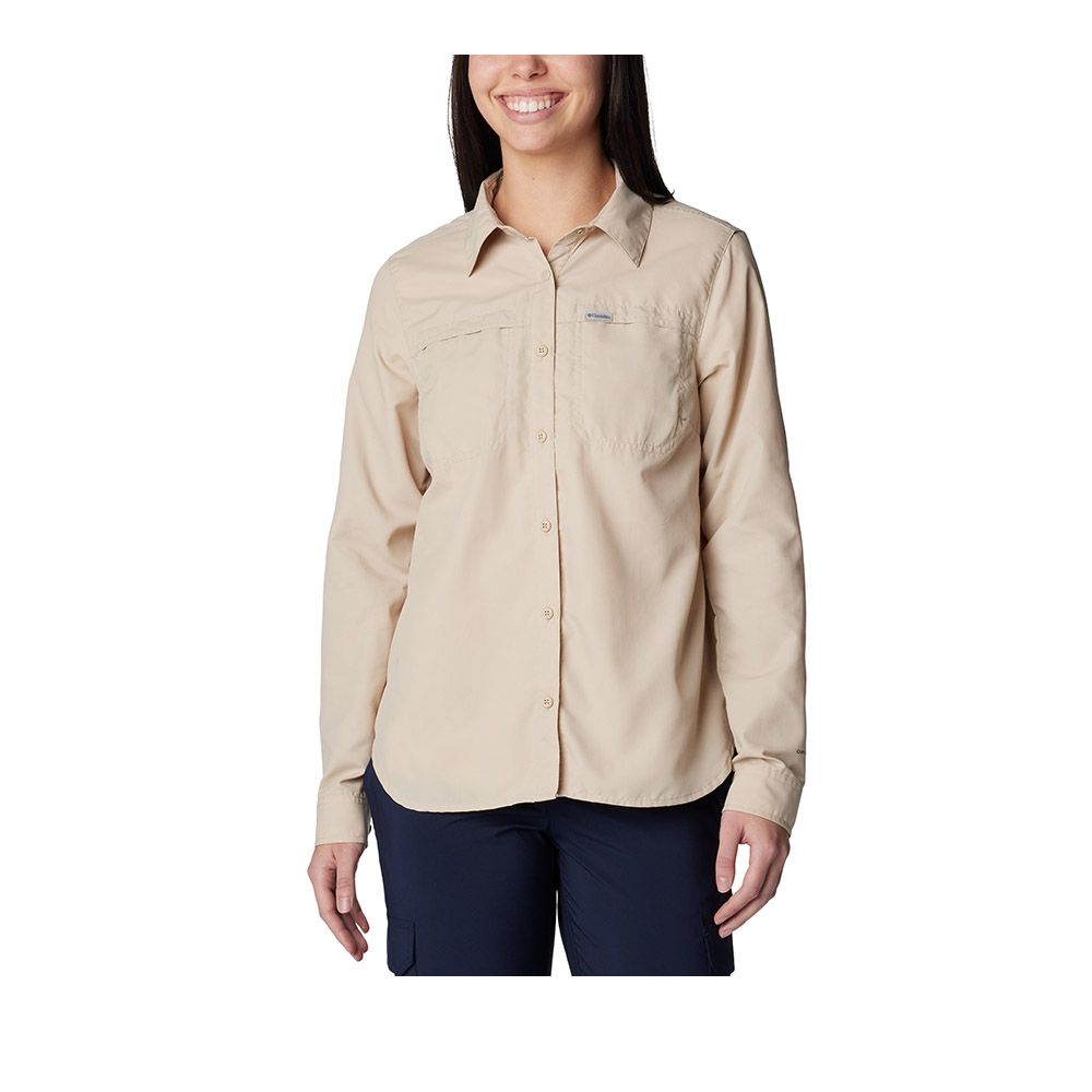 Columbia 哥倫比亞 女款-防曬UPF50快排長袖襯衫-Silver Ridge 3.0 LS-卡其色(UAR03560KI/KS)