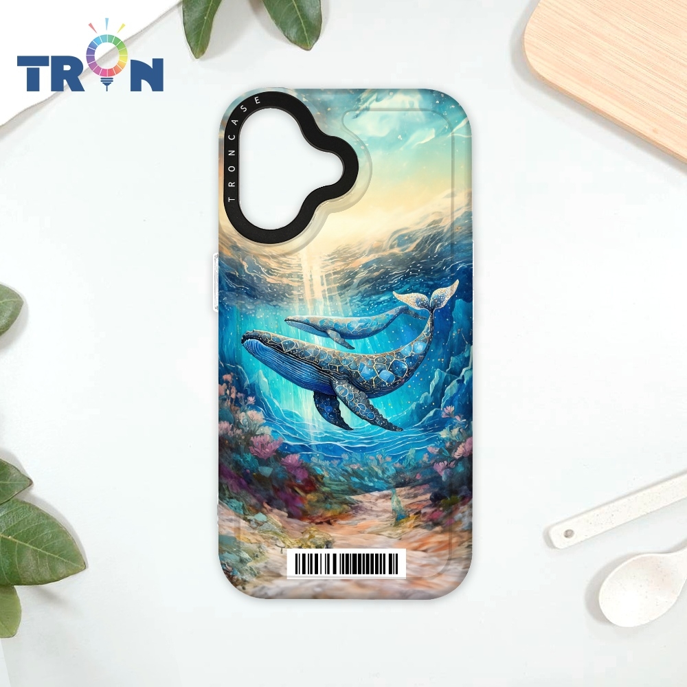 TRON iPhone 16 大顆彩色幾何磨石子A 防摔太空載具殼 透白 軟硬 手機殼