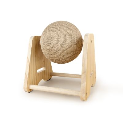 貓本屋 台灣製 A型單球 旋轉劍麻貓抓球 實木貓玩具