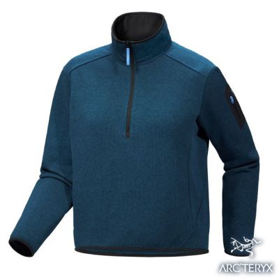【ARCTERYX 始祖鳥】女 Covert Zip Neck 立領拉鍊半開襟保暖上衣 X000010586 寒霜雜綠