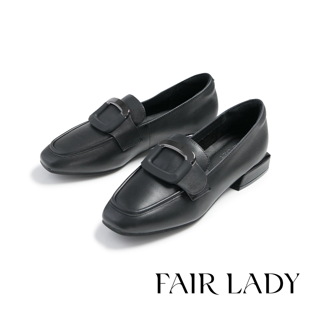 FAIR LADY 芯太軟 英倫紳士方框低跟樂福鞋 黑 (5B2933)