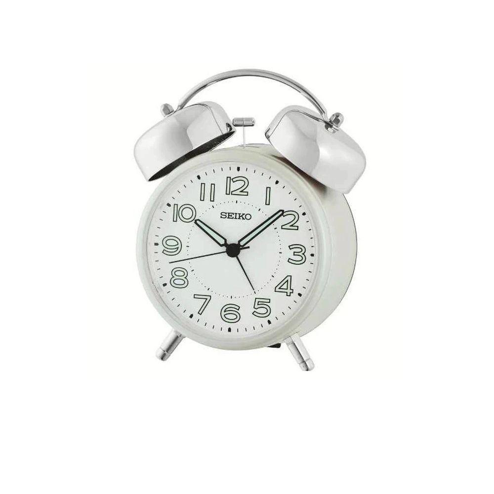 SEIKO 日本精工 響鈴 大聲公 滑動式秒針 貪睡 鬧鐘(QHK063W)15.2X12.2cm