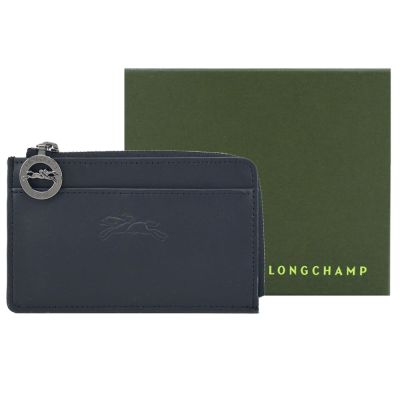 LONGCHAMP LE PLIAGE XTRA系列牛皮卡片零錢包(黑)