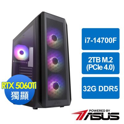 華碩B760平台[翡翠戰警]i7-14700F/32G/RTX5060Ti/2TB_M2