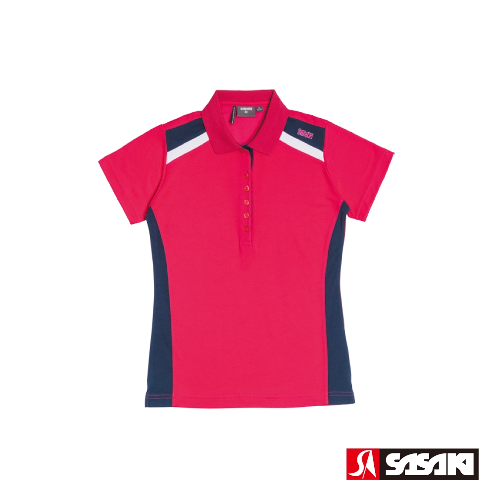SASAKI 吸濕排汗Polo休閒短袖上衣 女 三色任選 (紫紅/丈青)