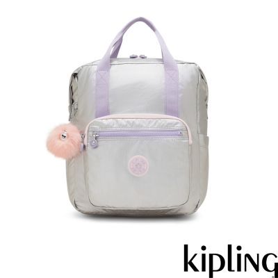Kipling 金屬銀機能手提後背包-BUDDY