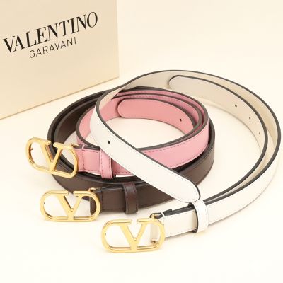 VALENTINO 范倫鐵諾 VLogo 18mm 銅金標誌小牛皮腰帶-多色可選