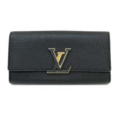 LOUIS VUITTON路易威登 【Louis Vuitton 路易威登】M61248 經典Capucines系列Taurillon牛皮信封式翻蓋長夾(黑色)